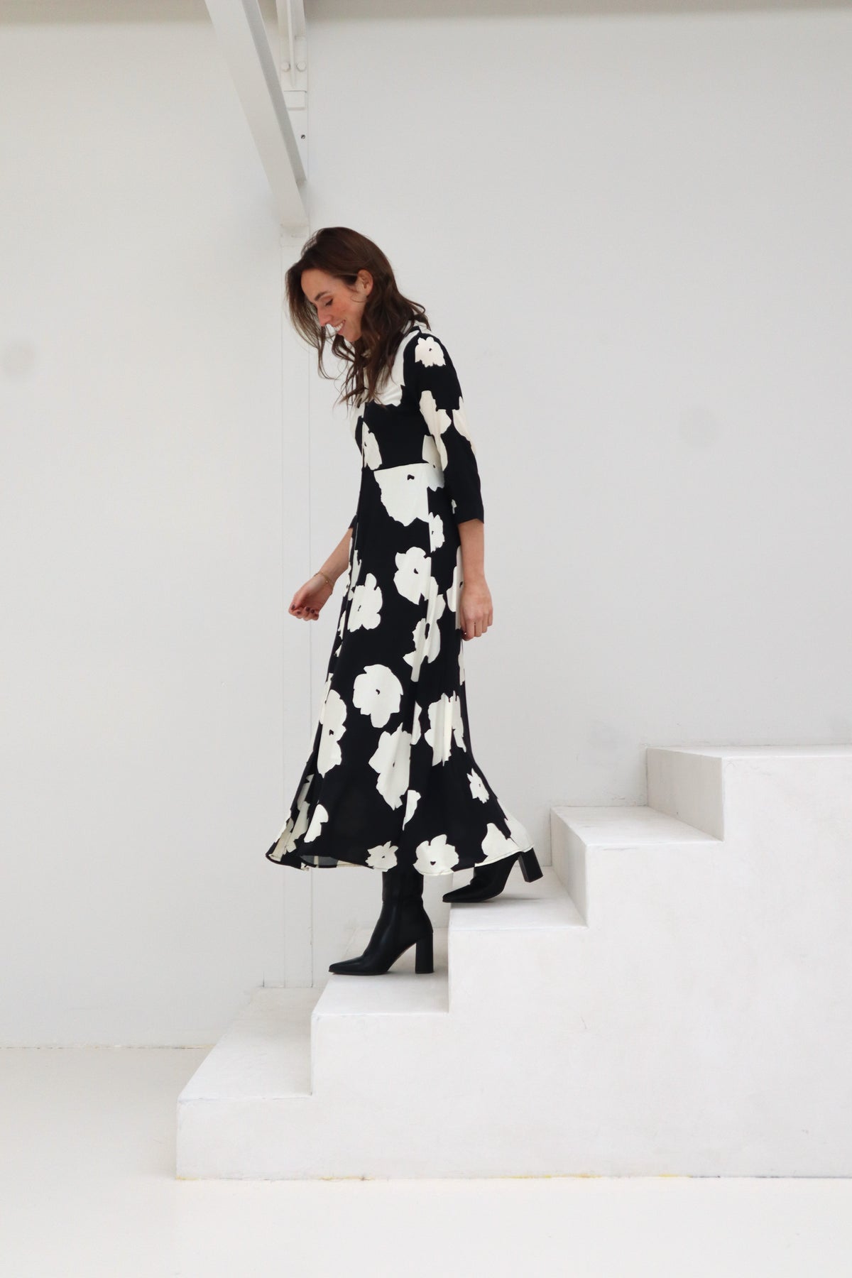 Yassavanna long dress black/white AOP