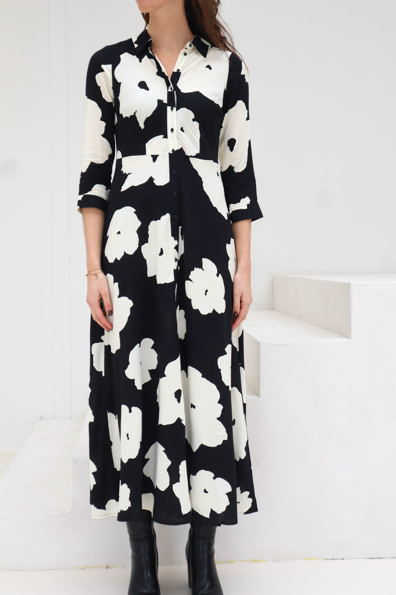 Yassavanna long dress black/white AOP