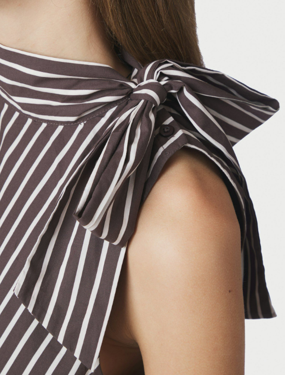 Veda wide stripe top dark brown