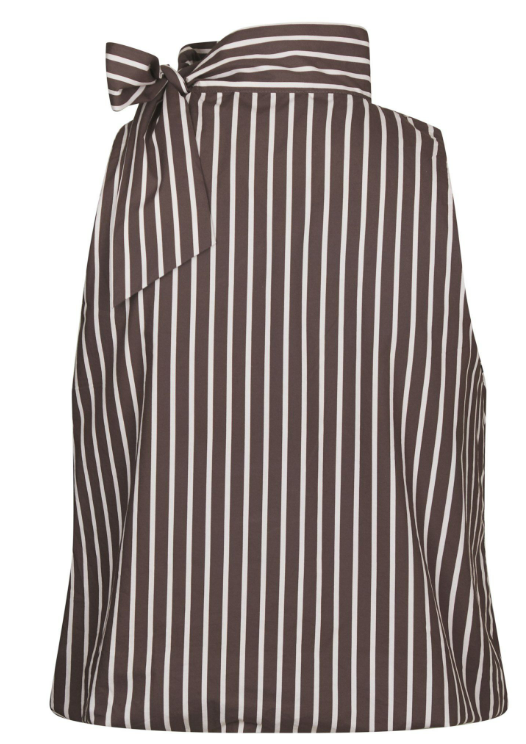 Veda wide stripe top dark brown
