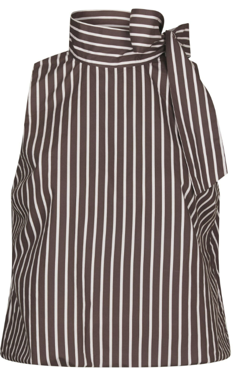 Veda wide stripe top dark brown