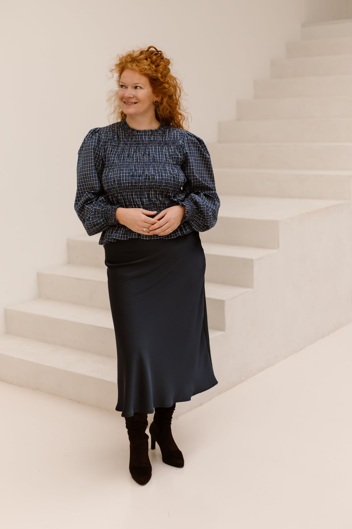Marcia check blouse blue