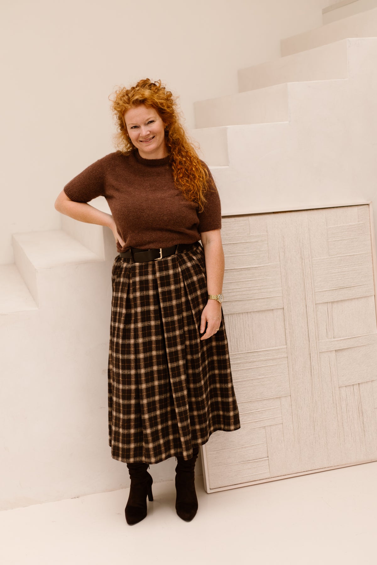 Elke check skirt brown