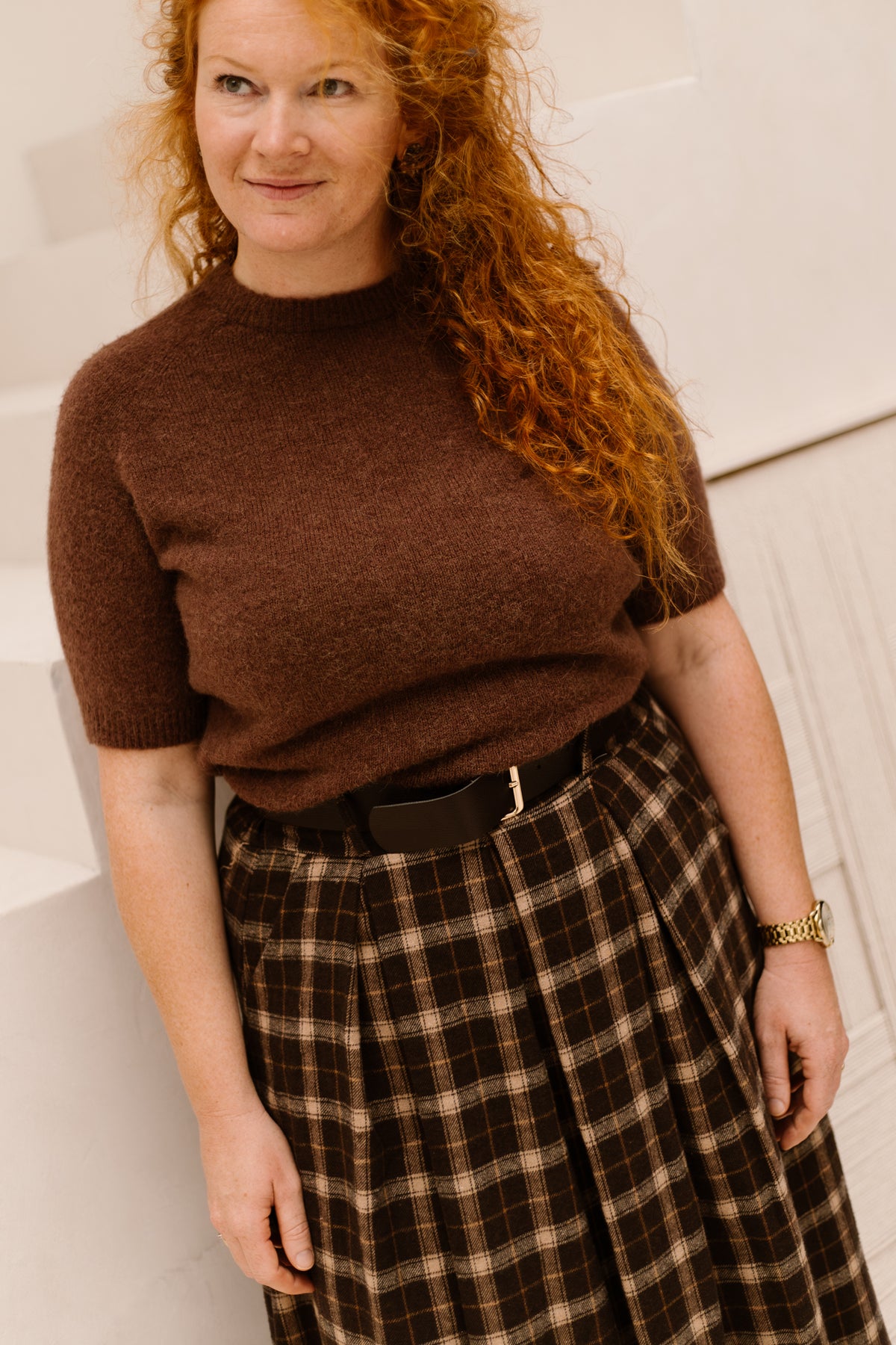 Sweater short sleeve brown
