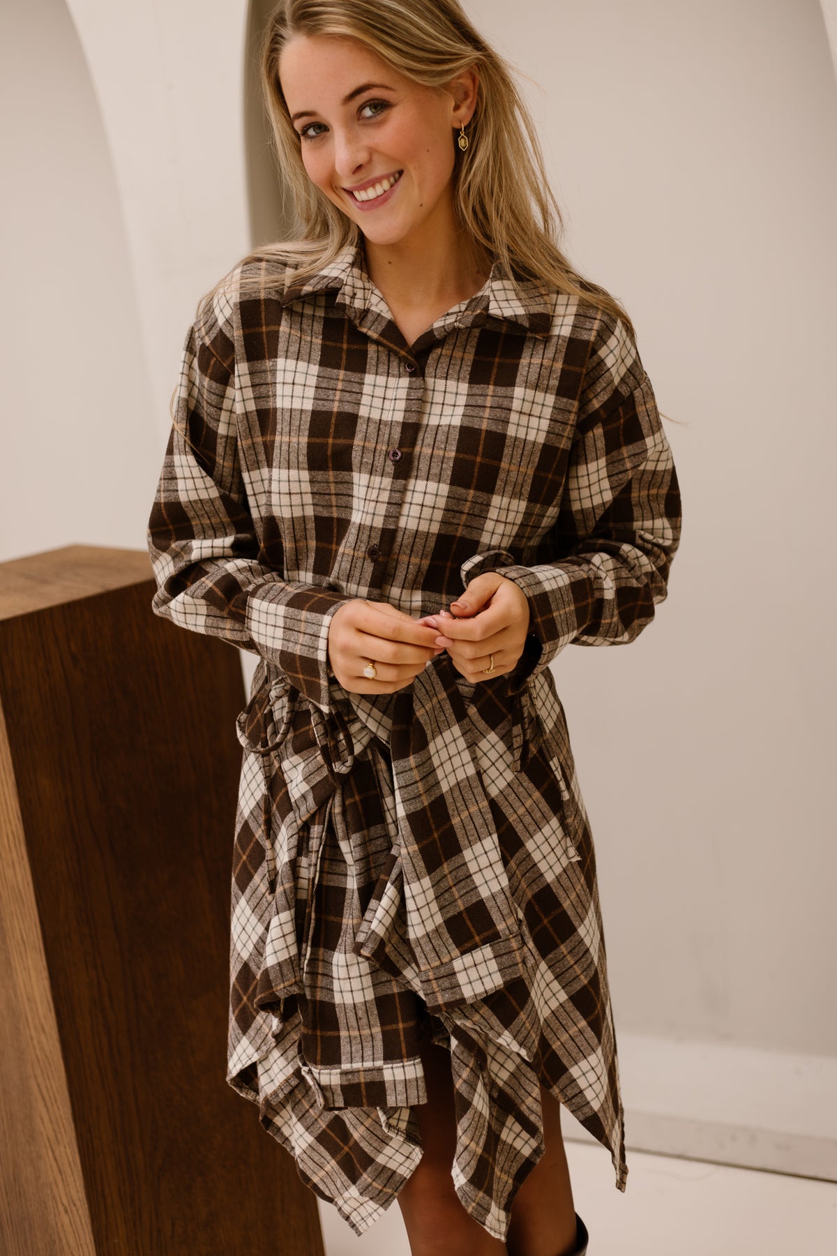 Ebby check jacket brown