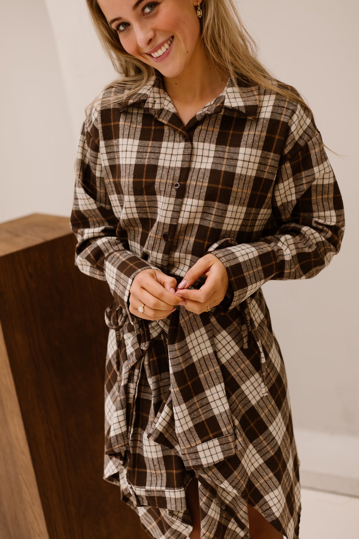 Ebby check jacket brown