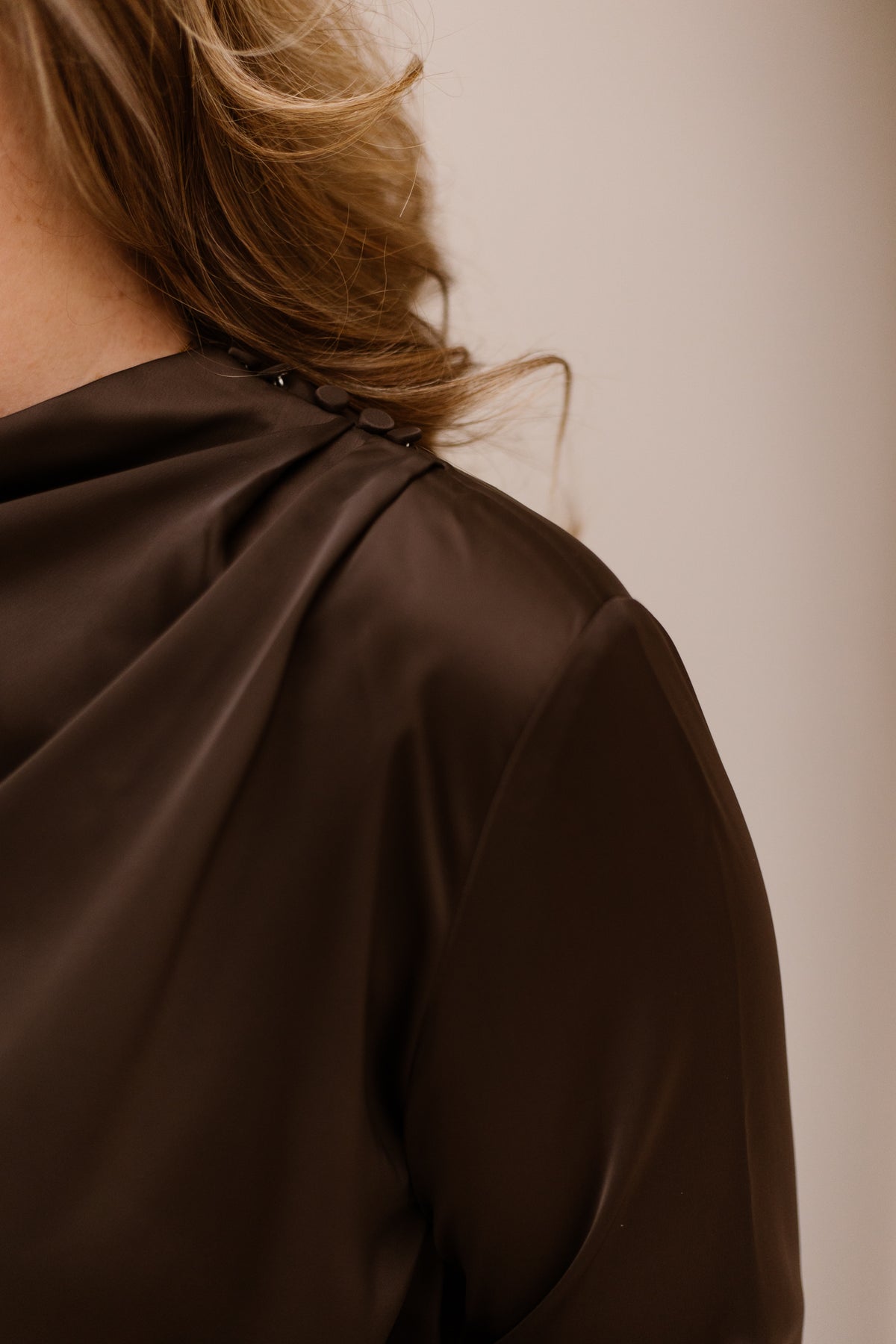 YASPella LS Funnel Neck Long Dress Chocolate Brown