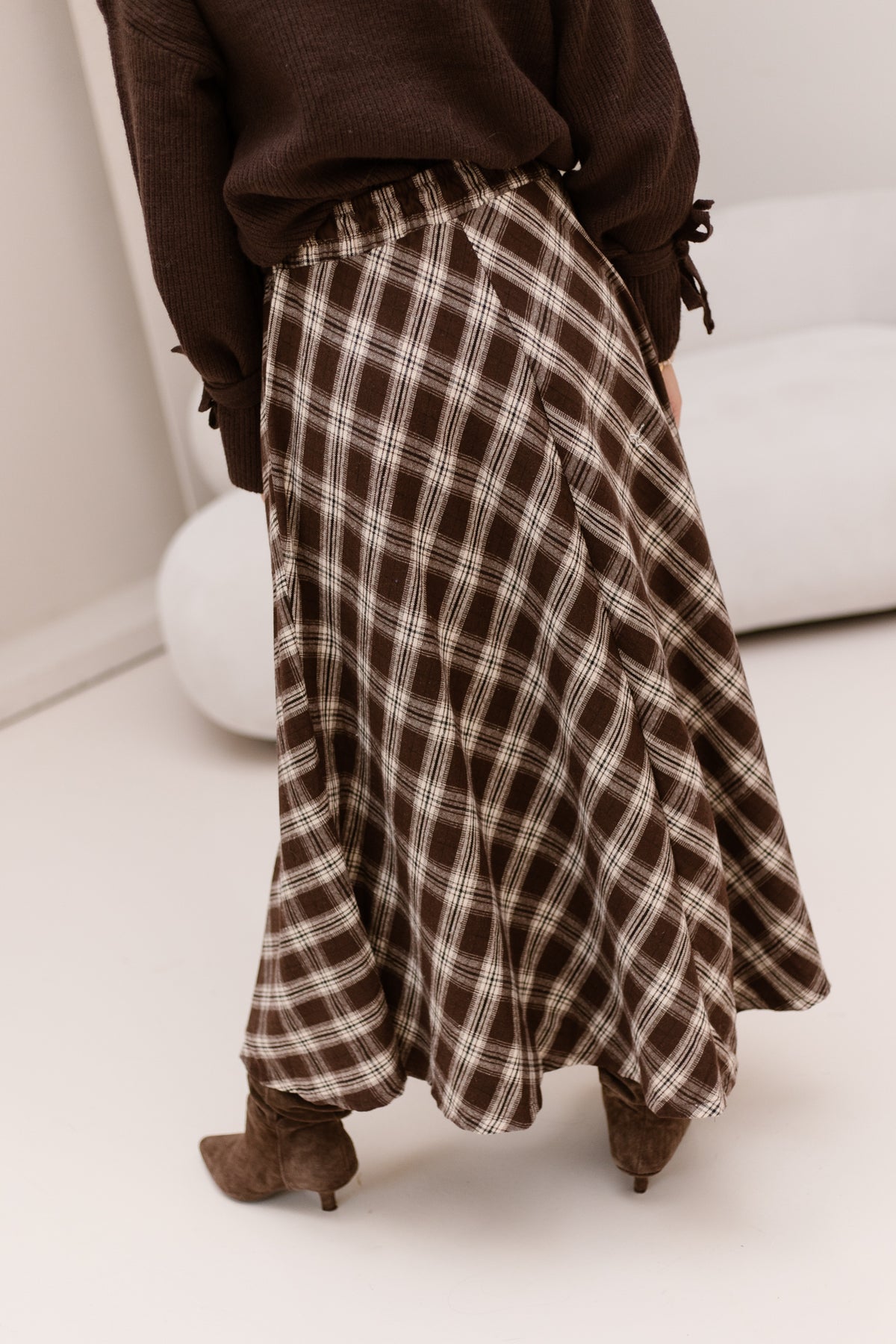Hazel Check Skirt Brown