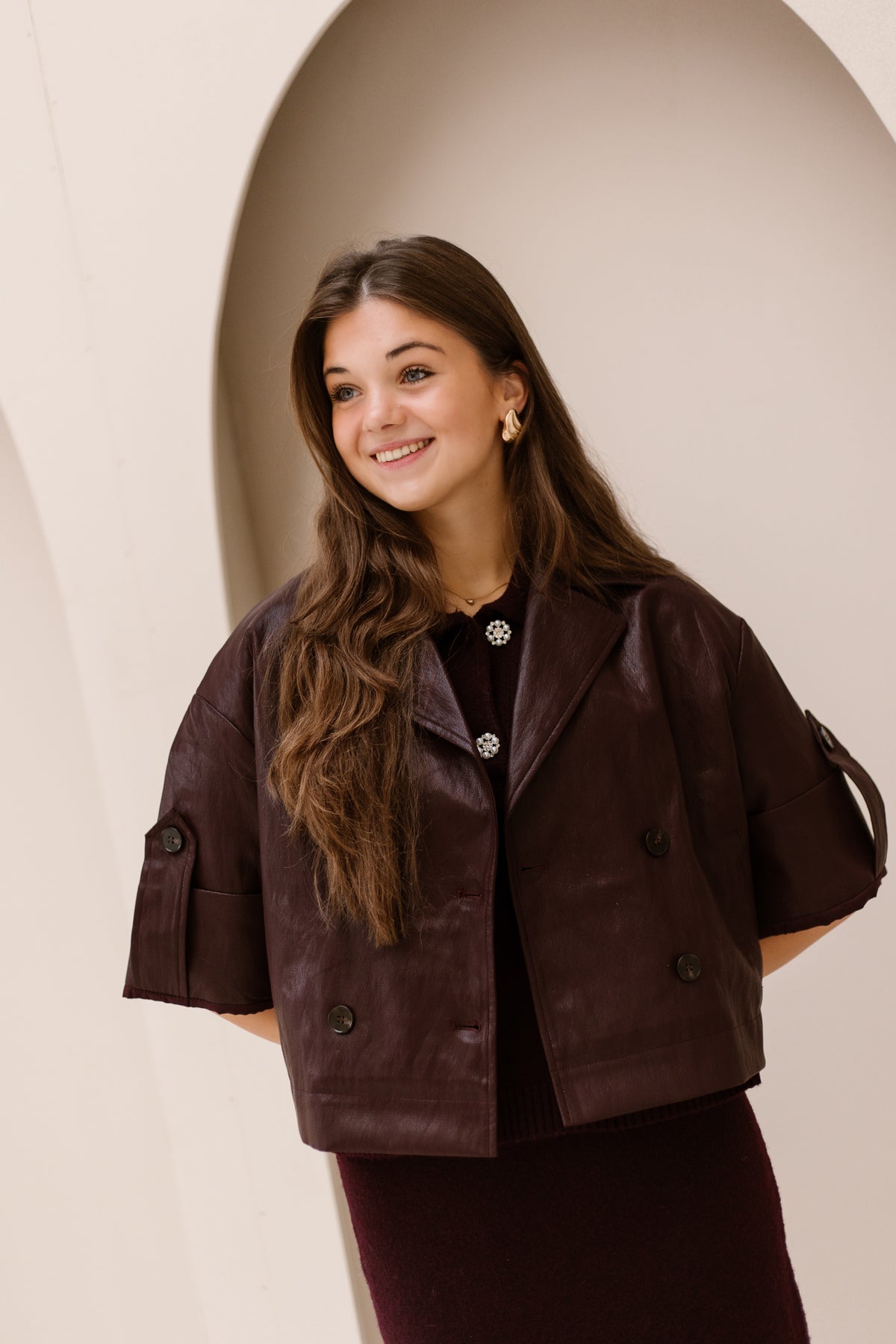 Holly Leather Jacket Bordeaux