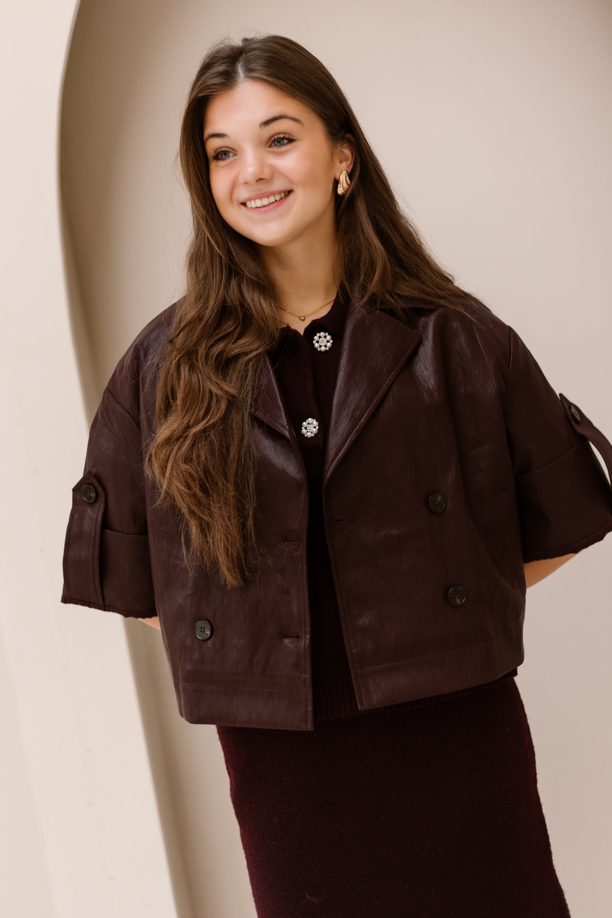 Holly Leather Jacket Bordeaux