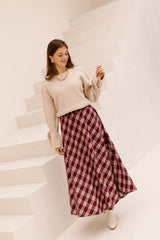 Hazel Check Skirt Bordeaux