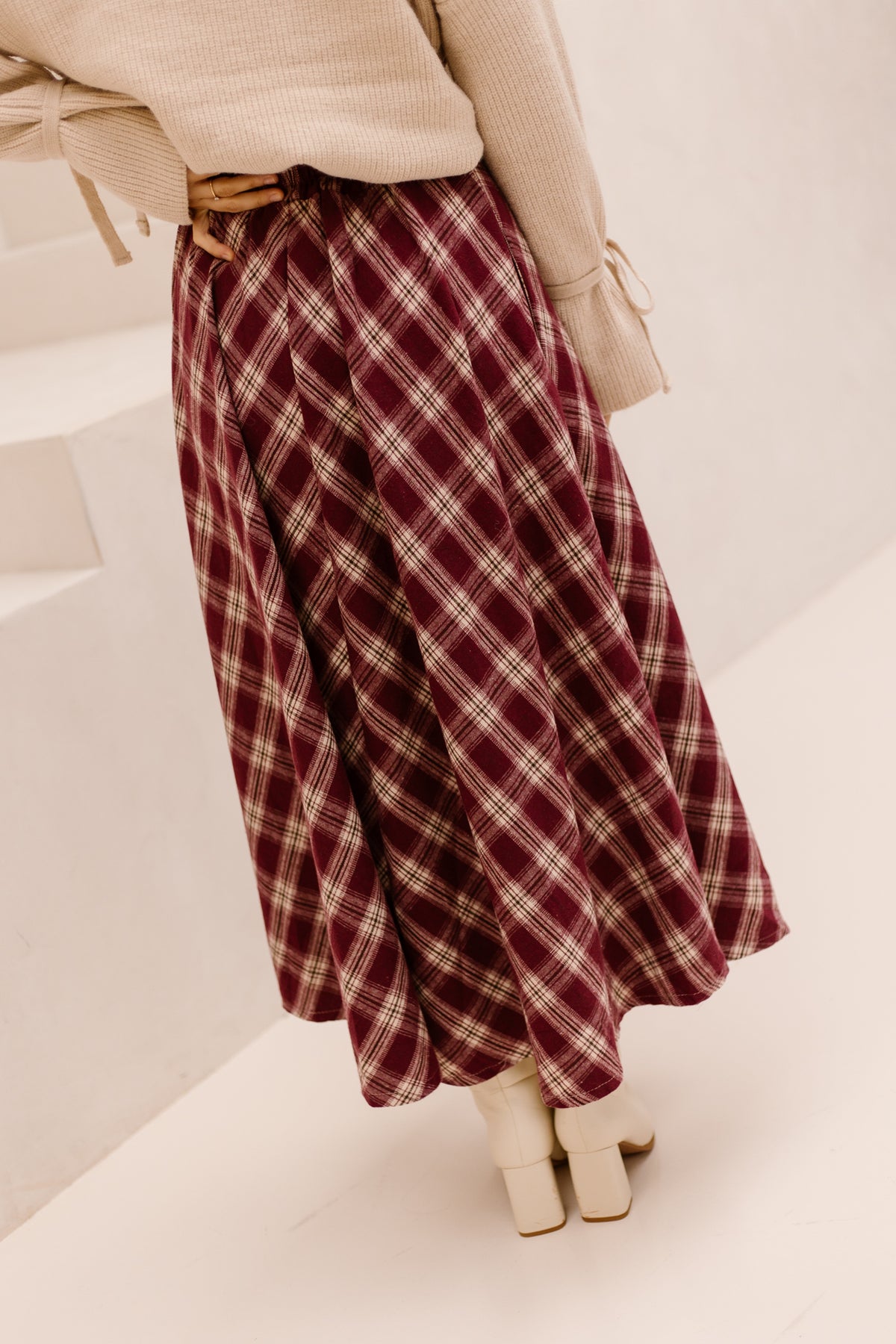 Hazel Check Skirt Bordeaux