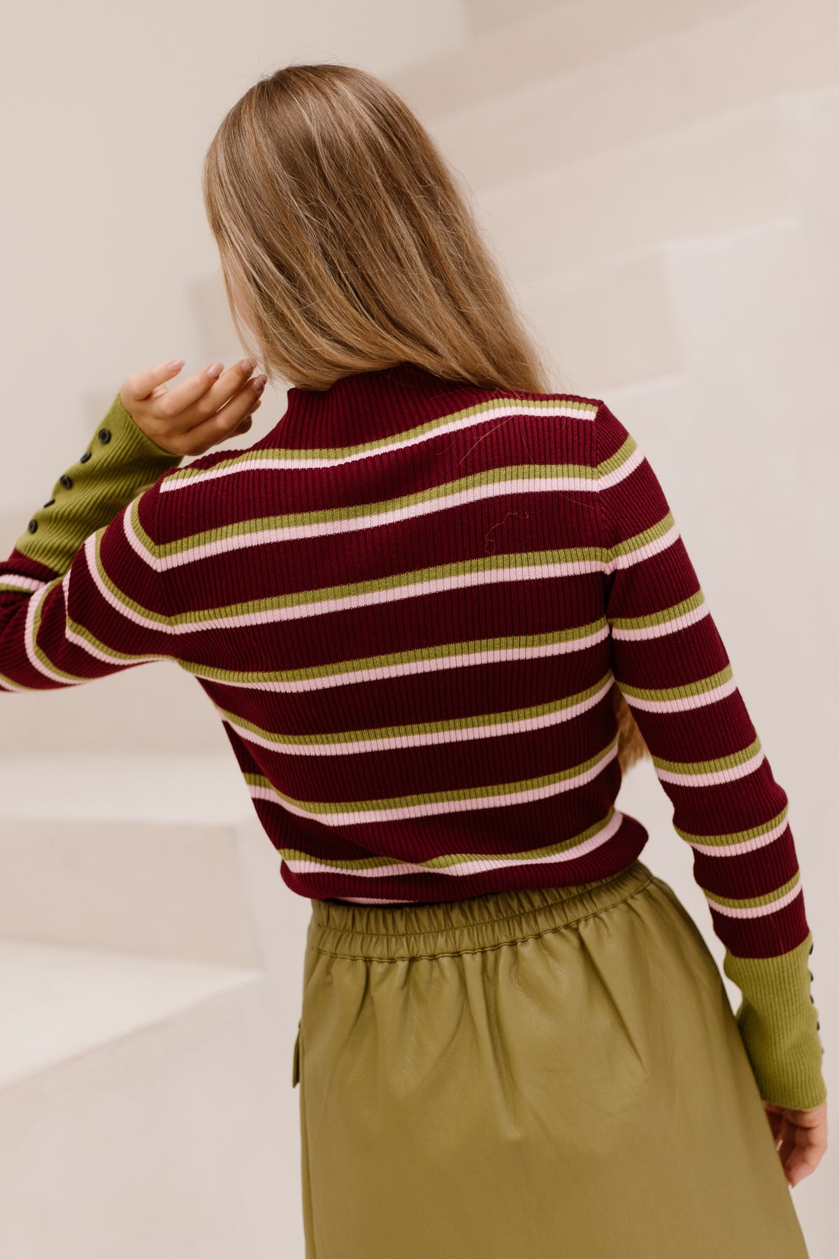Jenn top streep bordeaux