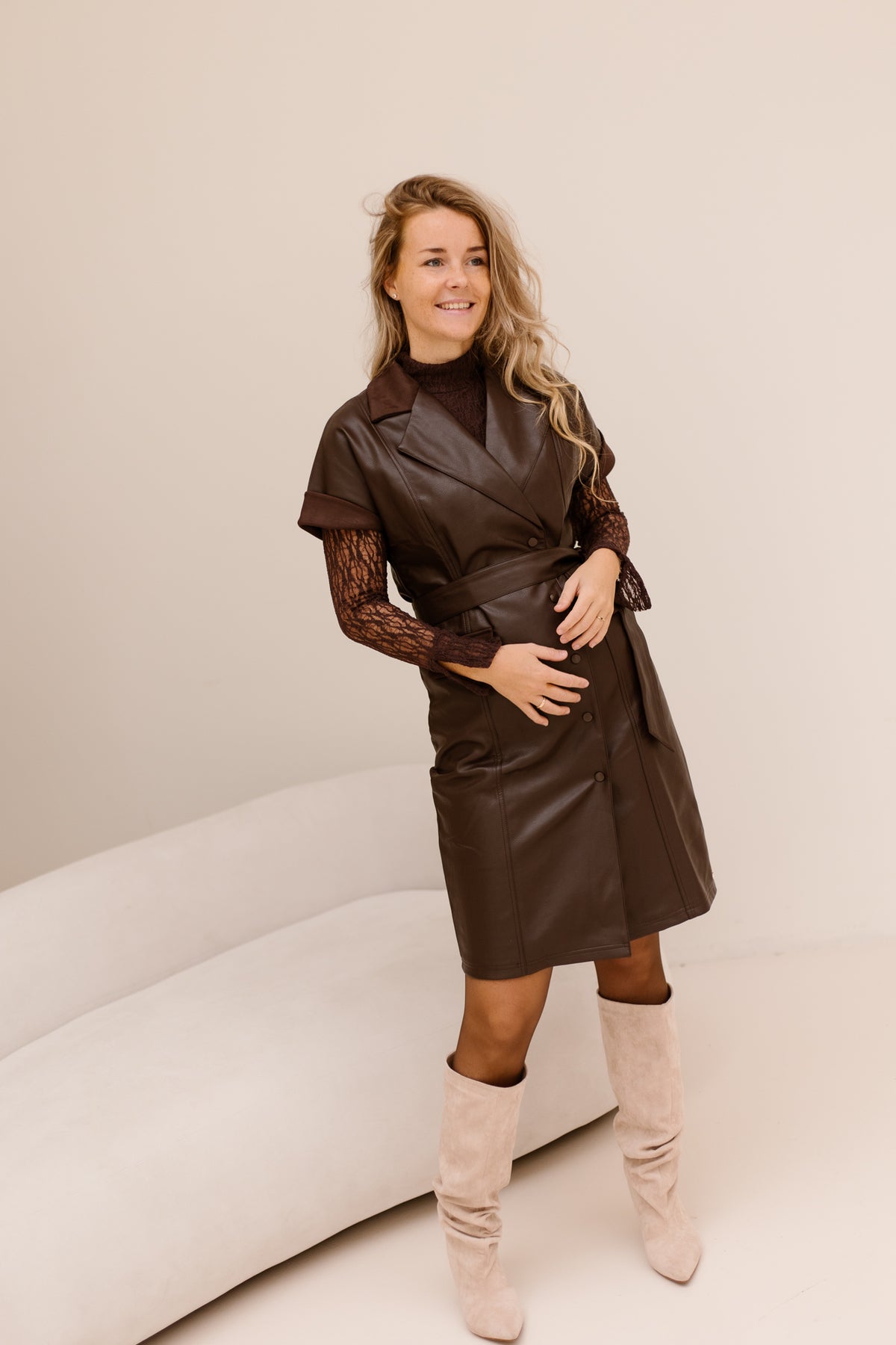 Izzy dress pu brown