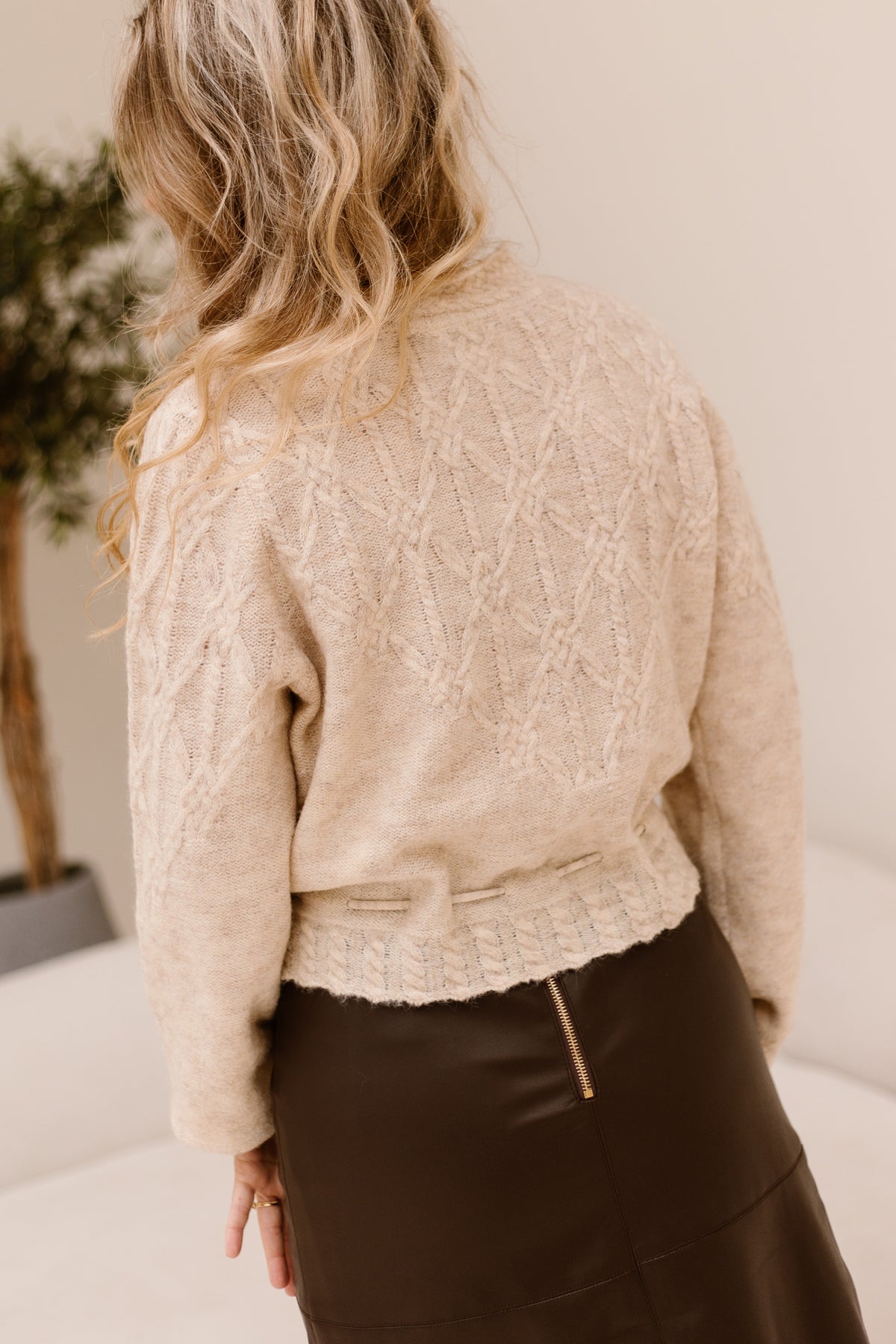 Objgunvi L/S Knit Cardigan Macadamia /Melange