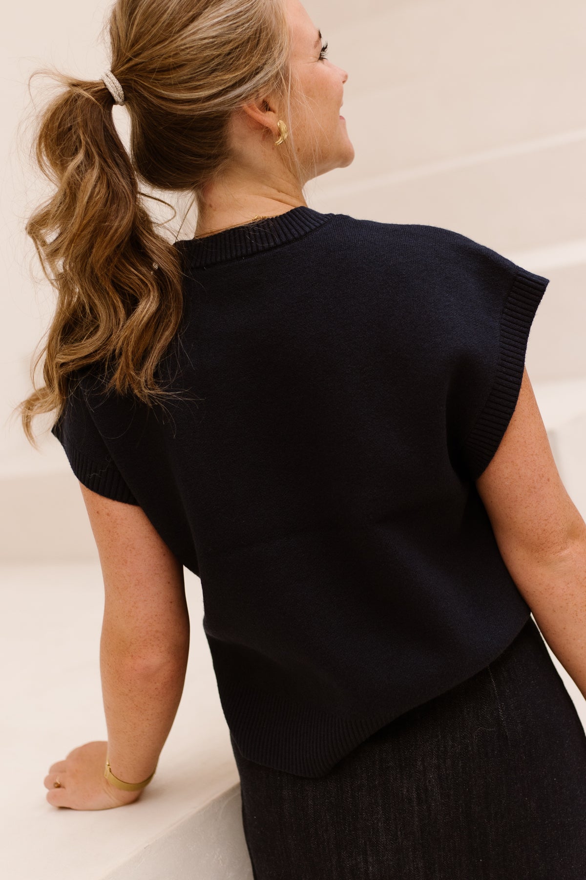 Objtone S/L Knit Vest Sky Captain/Melange