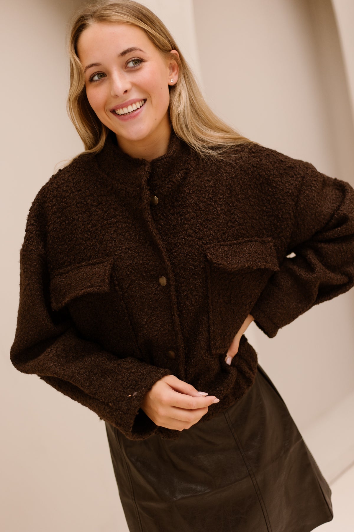Gwen Teddy Jacket Brown