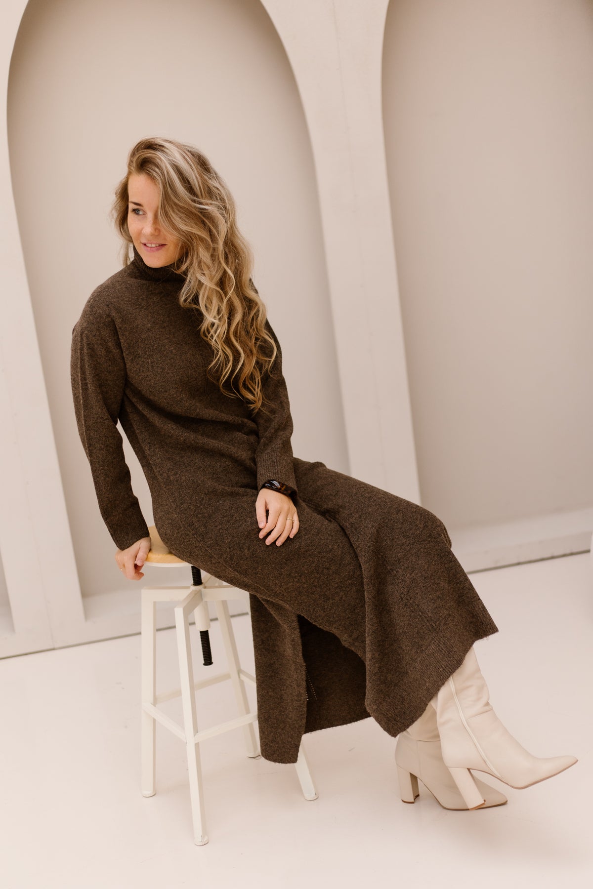 Objjuno L/S OZ Maxi Dress Morel/Melange