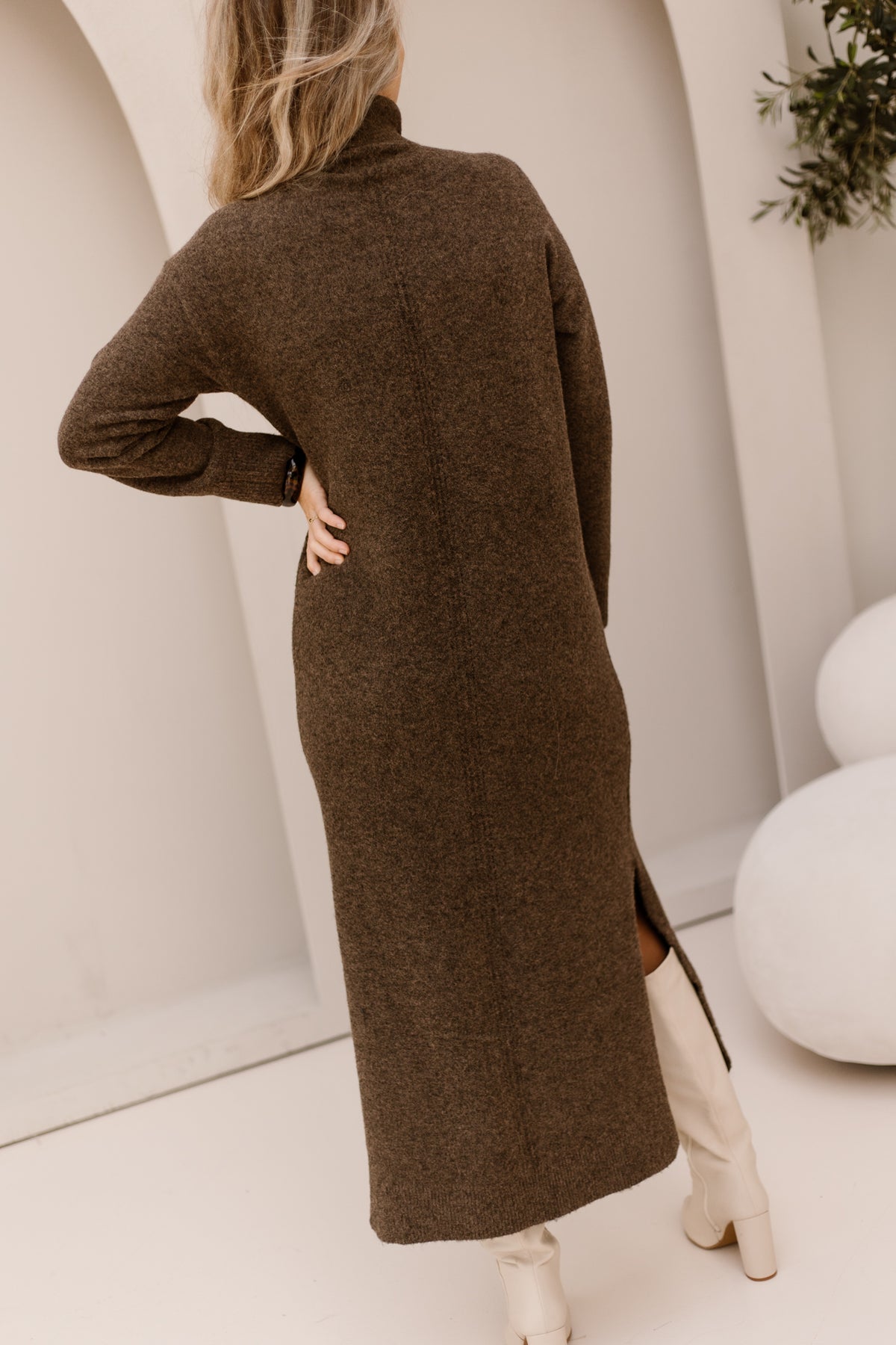 Objjuno L/S OZ Maxi Dress Morel/Melange