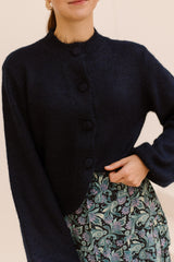 Gio fluffy knit cardigan - Navy