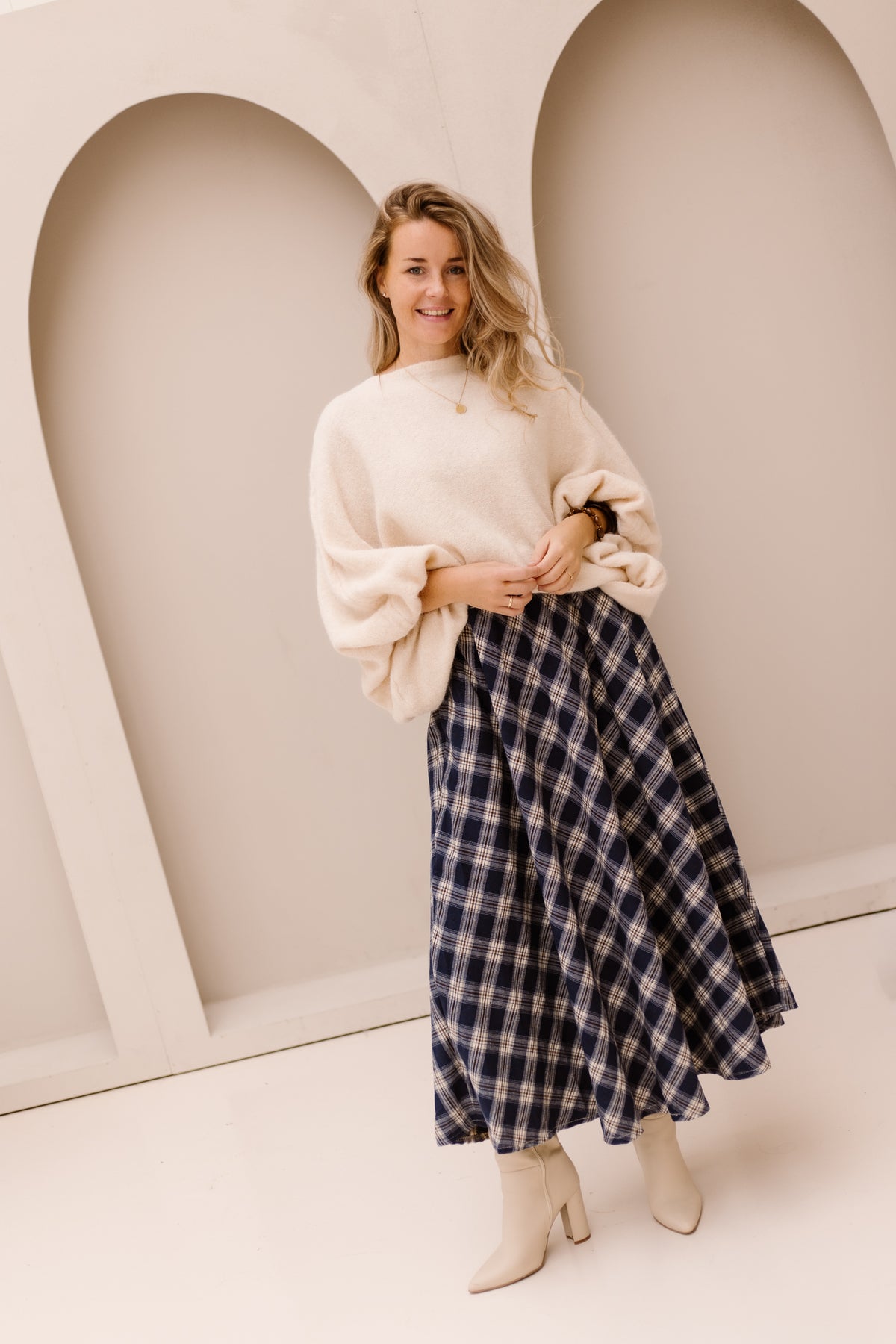 Hazel Check Skirt Blue