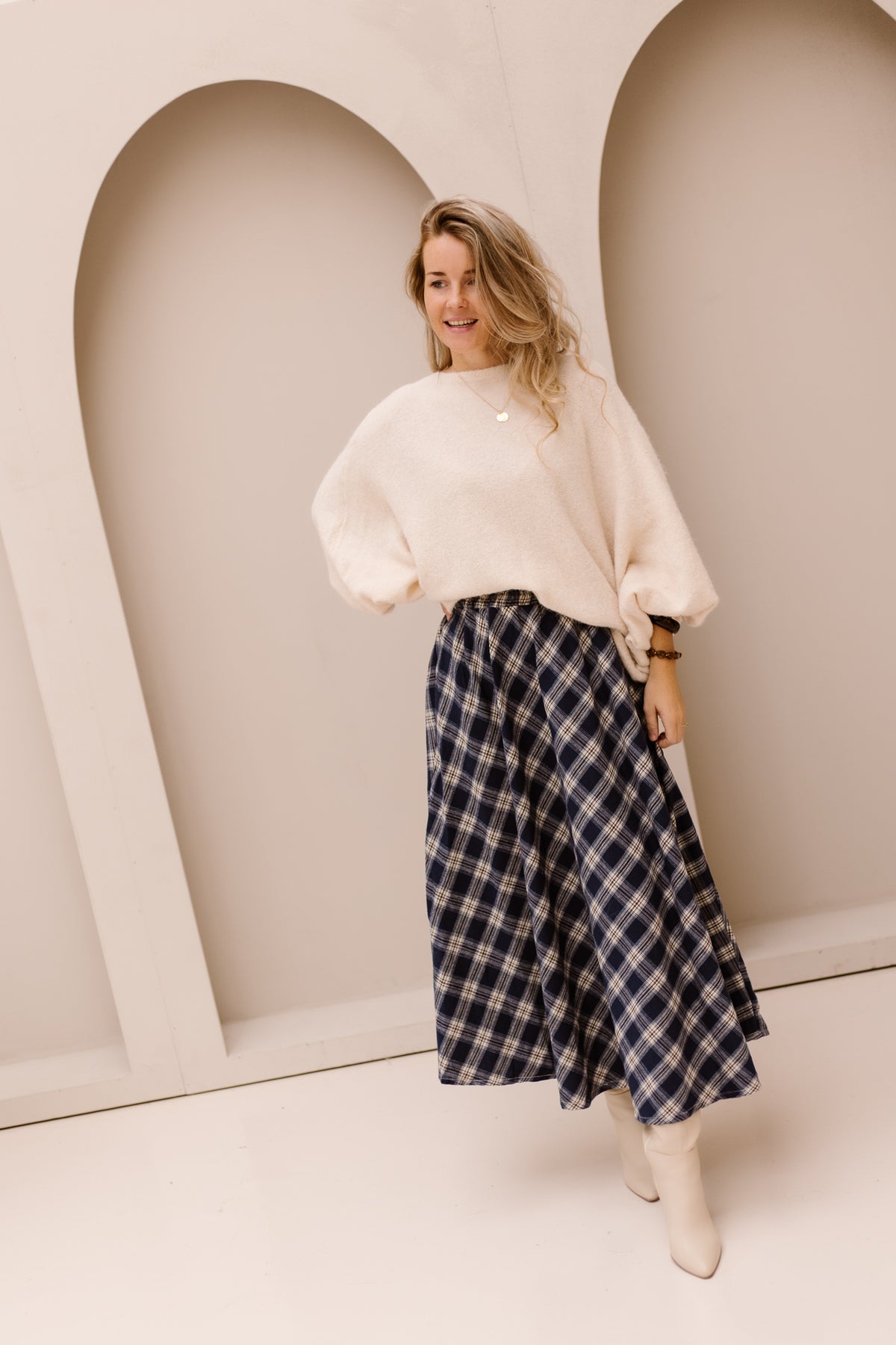 Hazel Check Skirt Blue
