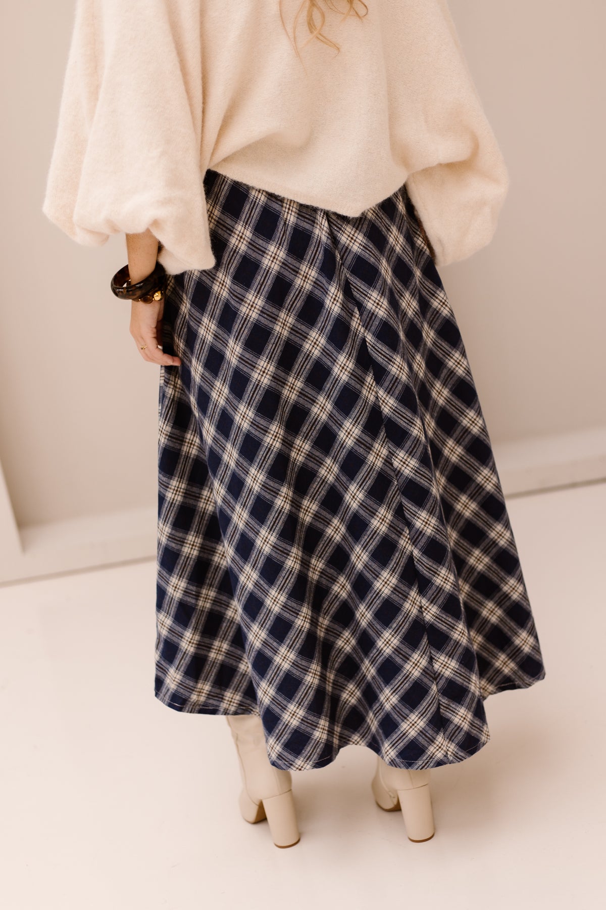 Hazel Check Skirt Blue