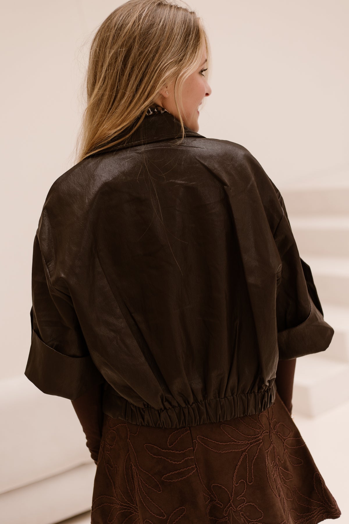 Holly Leather Jacket Brown