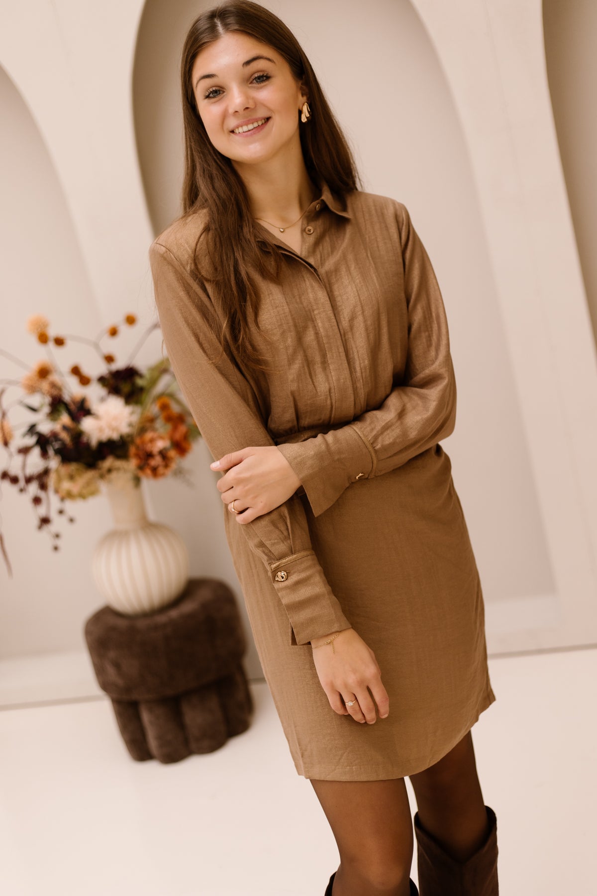 Dilan Dress Glitter Caramel
