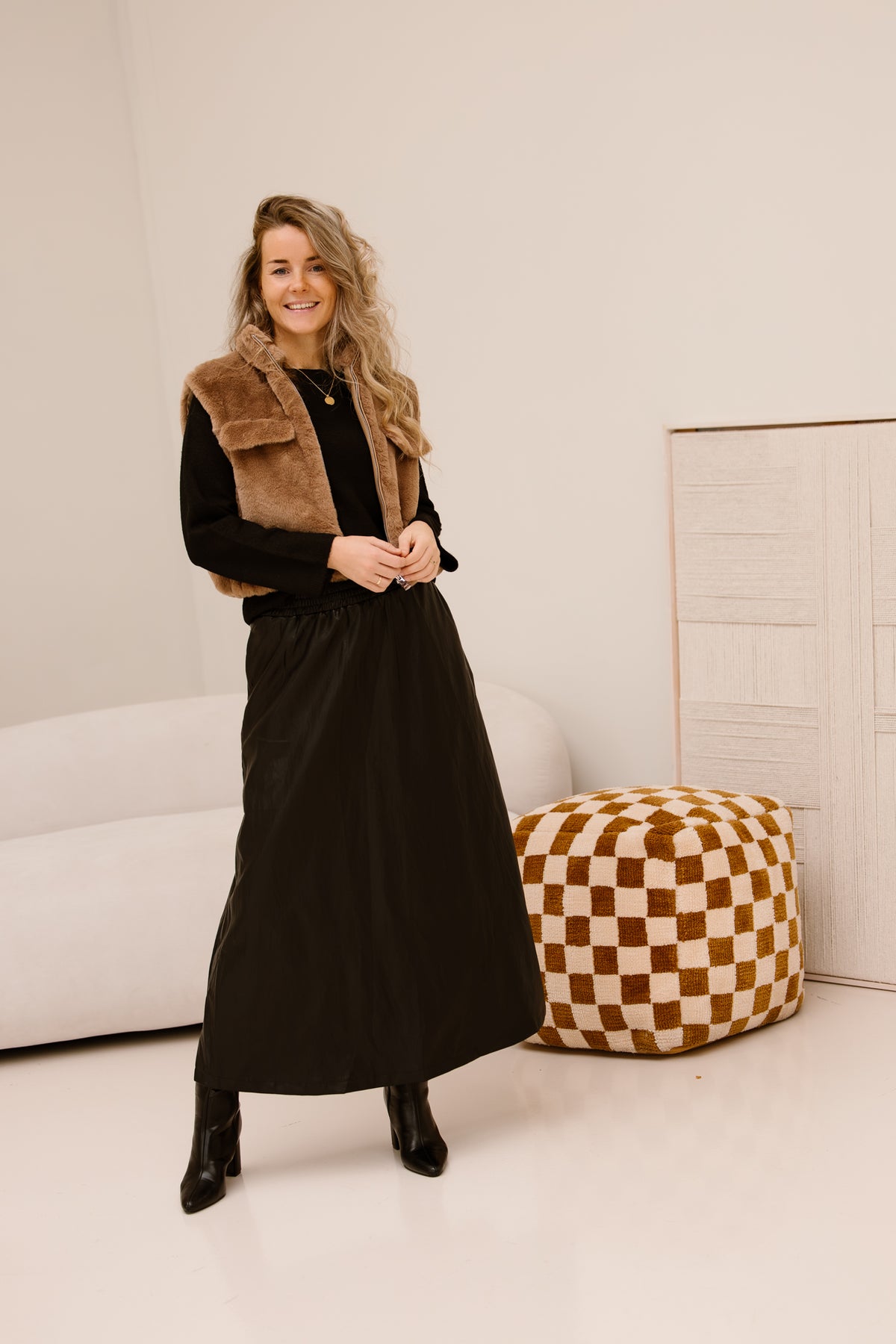 Celine leather skirt black