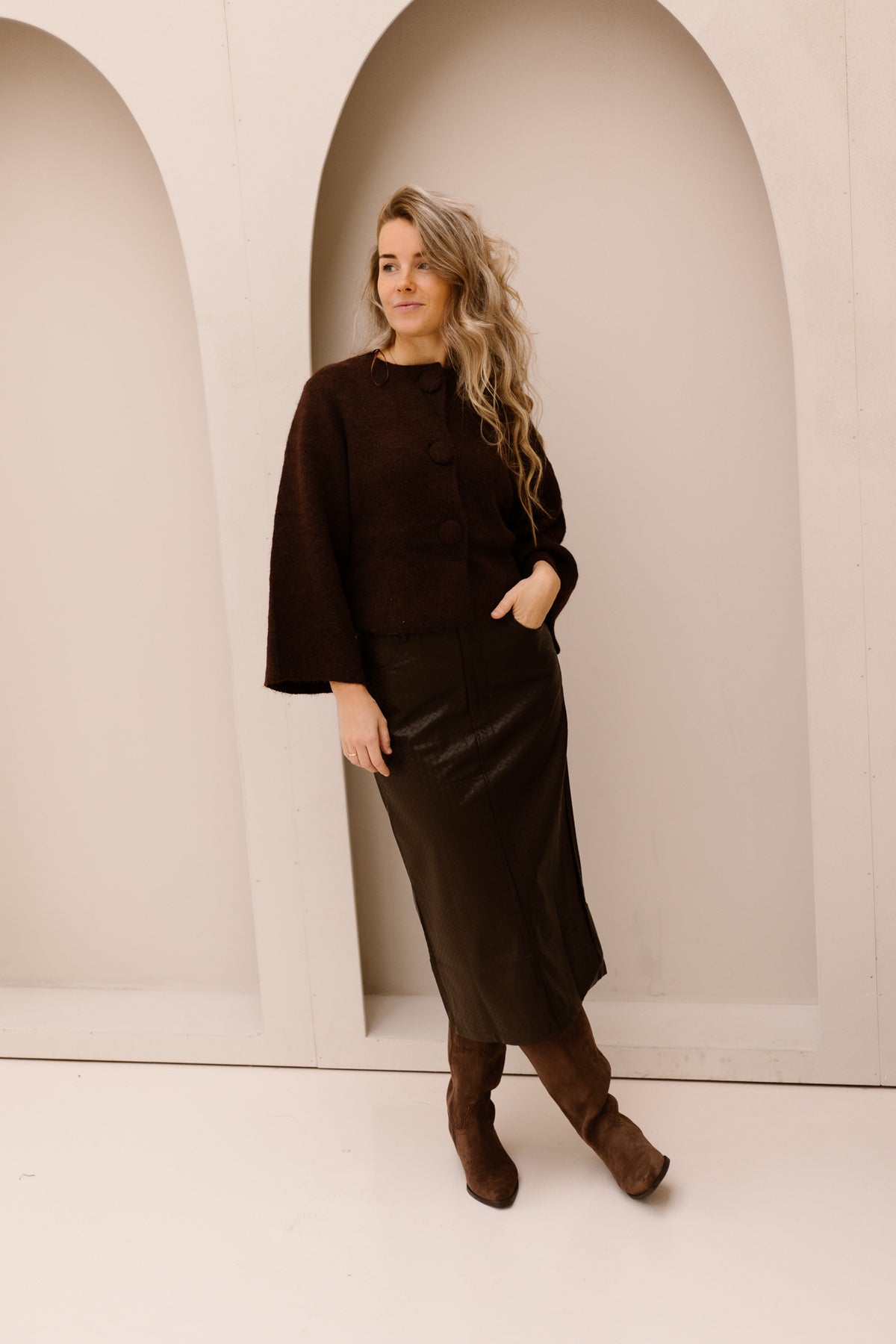 Fabiola button cardigan brown