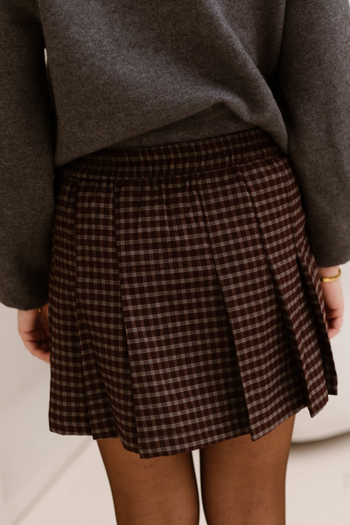 Fleurtje check skirt brown