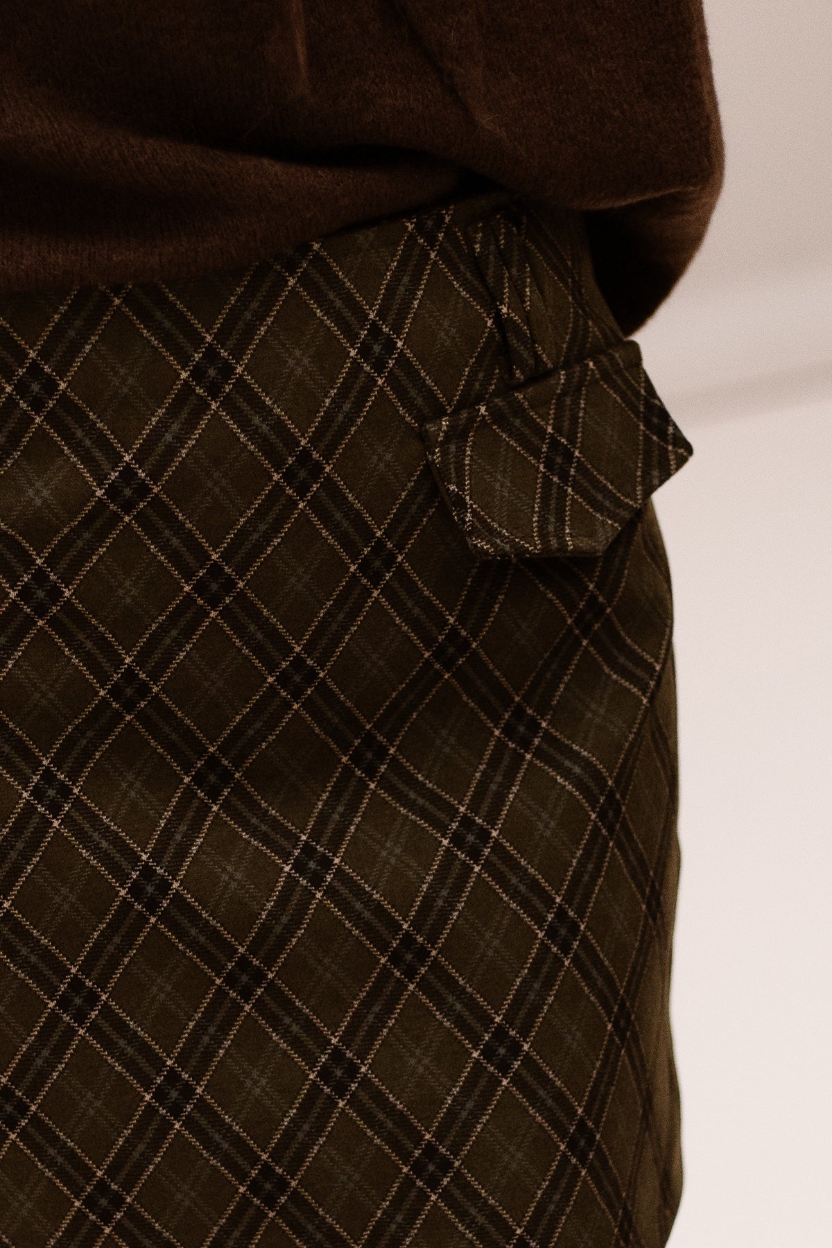 Lize Check Skirt Dark Green