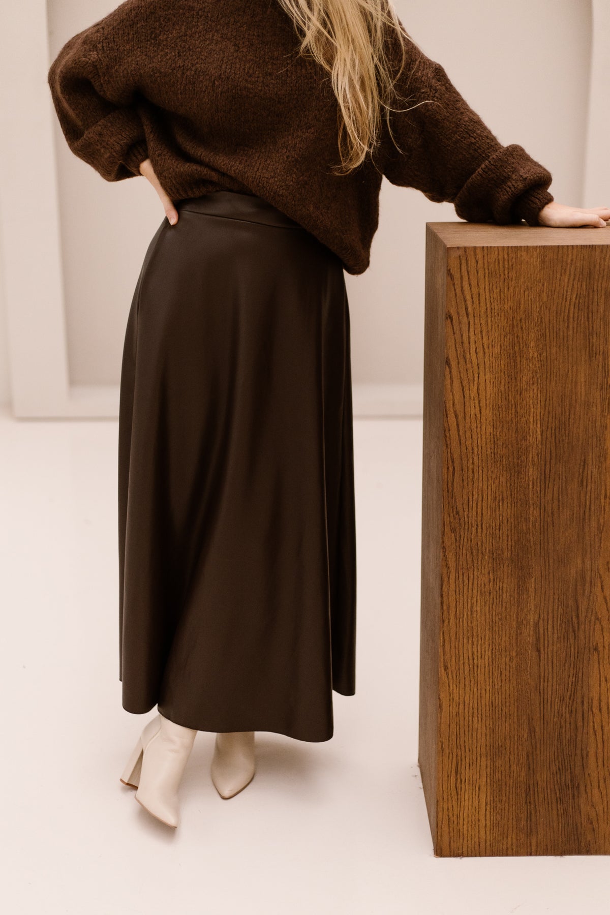 Lena Leatherlook Skirt Brown