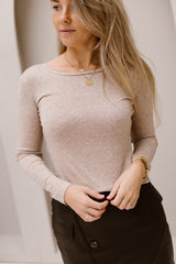 Top ronde hals beige