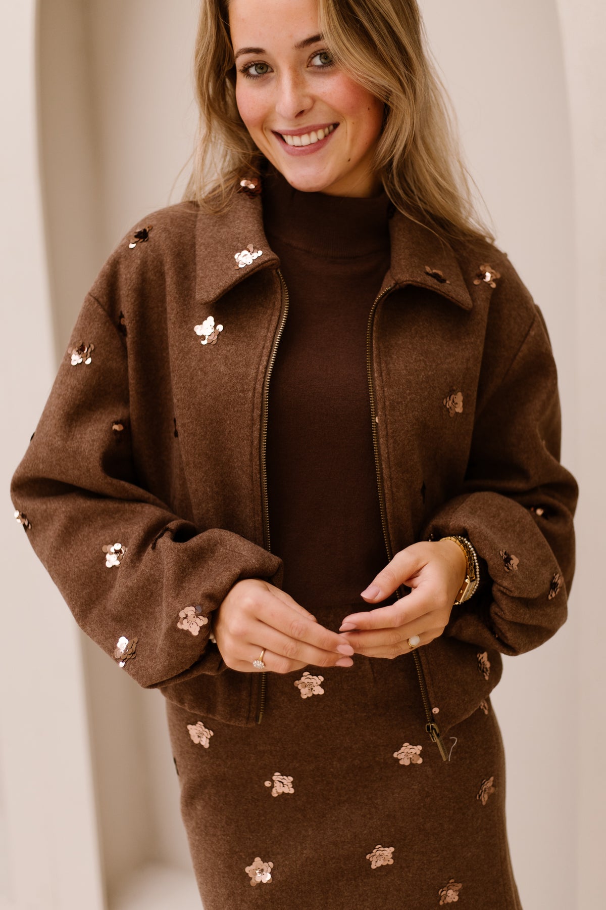 Jacket flowers coffee 08700