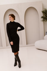 Dress Gathering Lurex Stretch Black 28701
