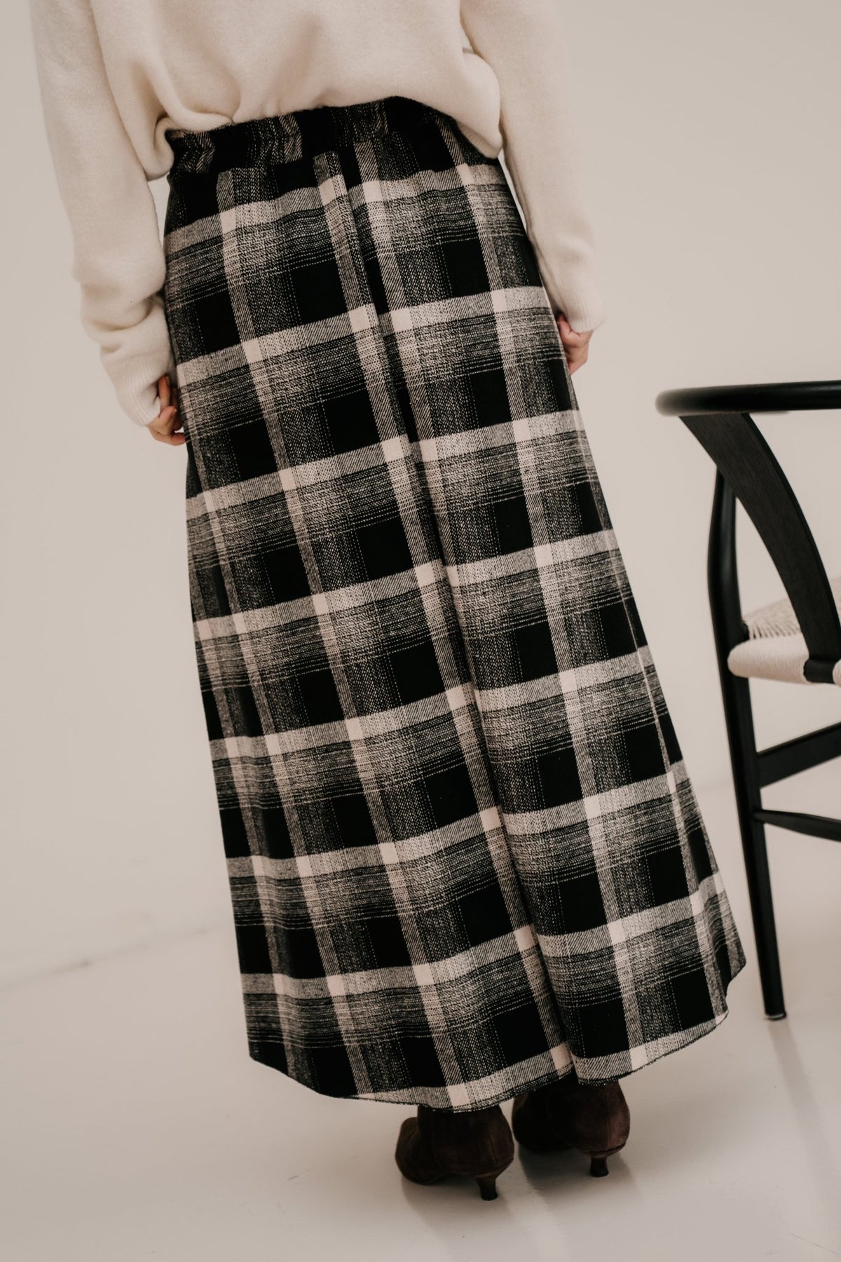 Aaltje long check skirt black - Bij Keesje - Bij Keesje - Rok
