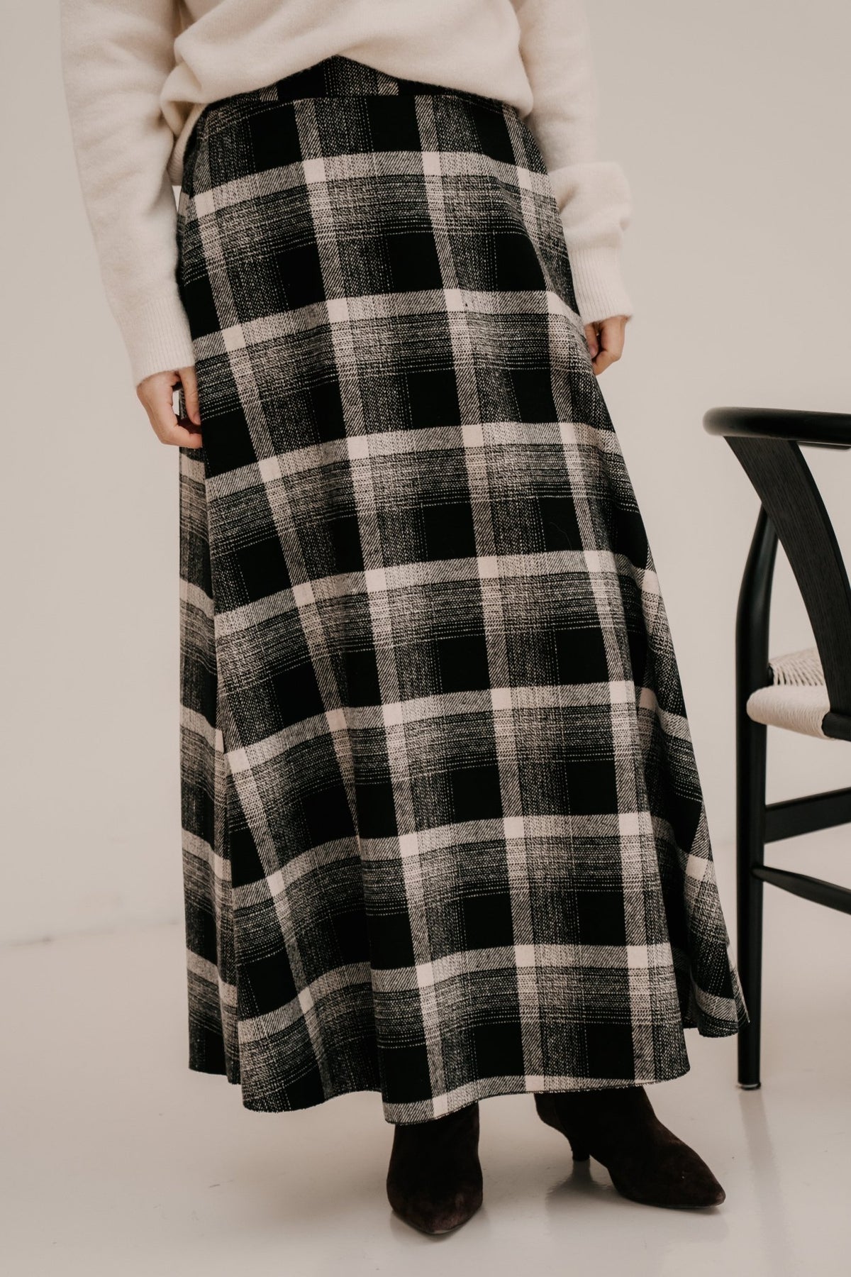 Aaltje long check skirt black - Bij Keesje - Bij Keesje - Rok