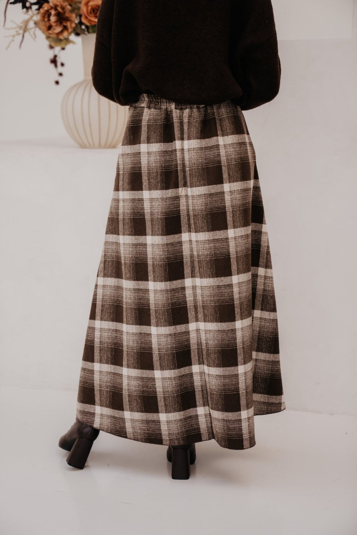 Aaltje long check skirt brown - Bij Keesje - Bij Keesje - Rok