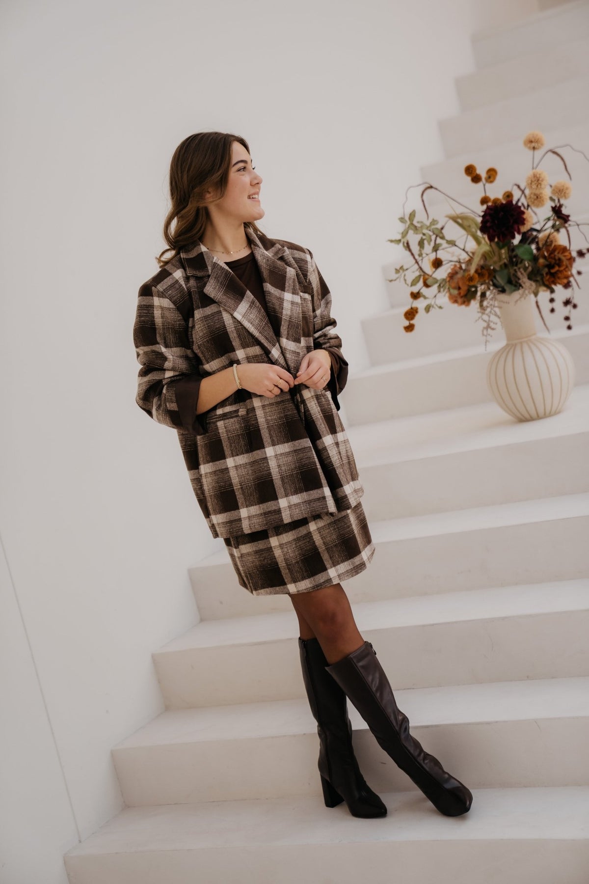Aaltje short check skirt brown - Bij Keesje - Bij Keesje - Rok