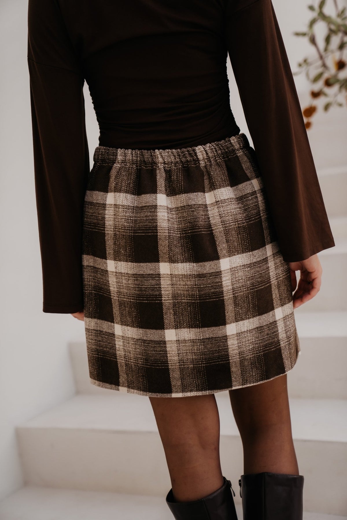 Aaltje short check skirt brown - Bij Keesje - Bij Keesje - Rok