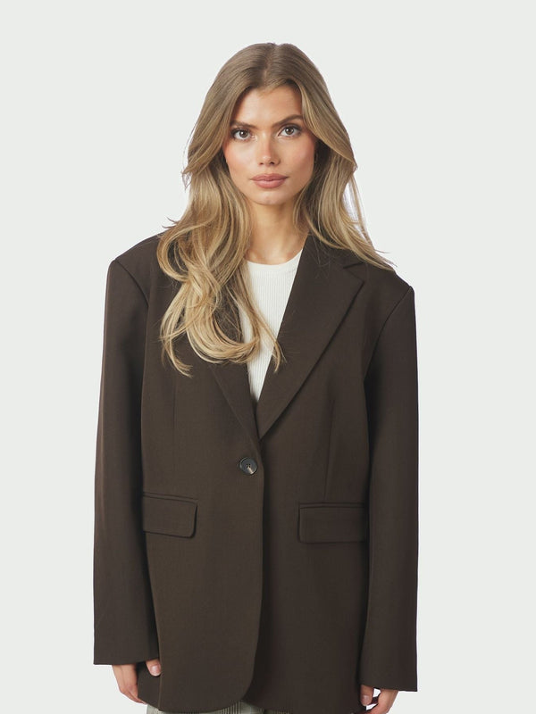 Aarielle Structure Blazer Dark Brown - Bij Keesje - Neo Noir