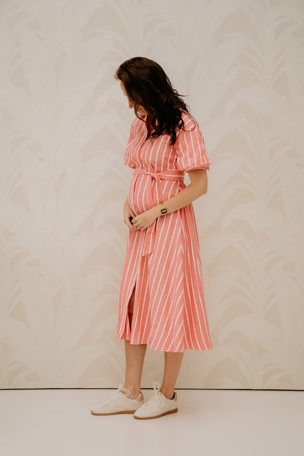 Adeline dress rood gestreept - Bij Keesje - Bij Keesje - Jurk