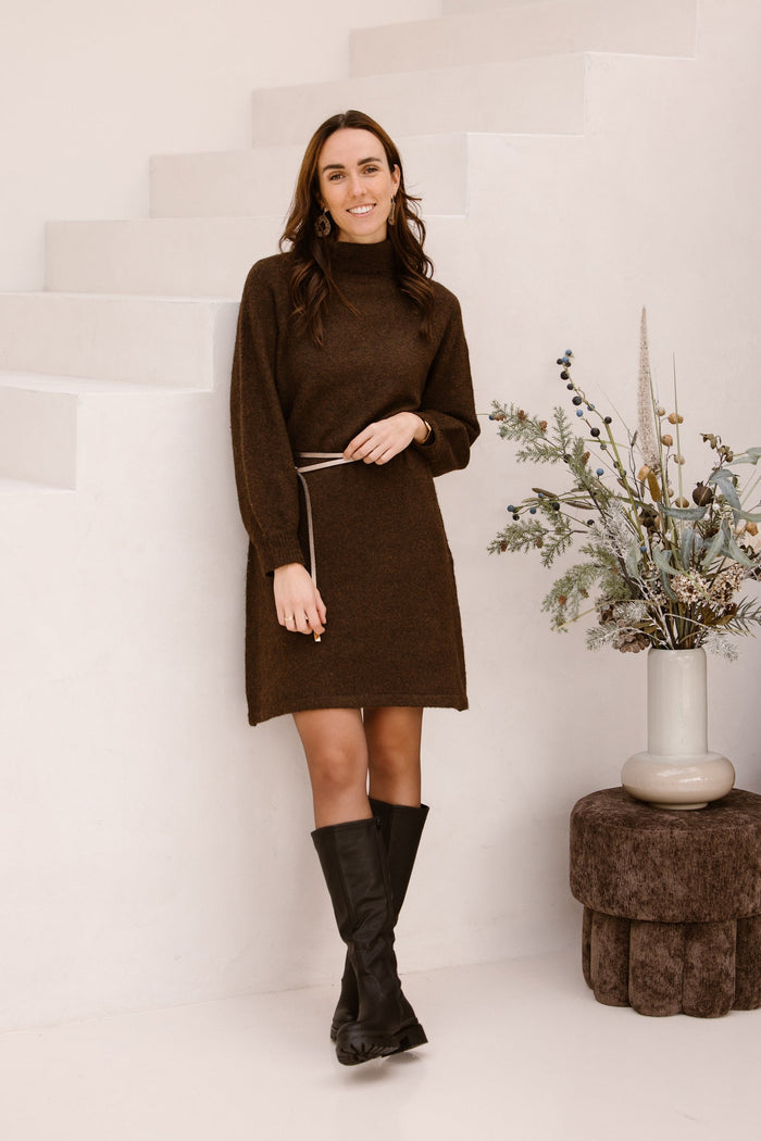 Adora sweater dress bruin - Bij Keesje - Bij Keesje