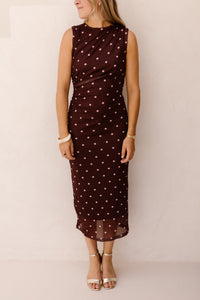 Adriana mesh polkadot dress bordeaux - Bij Keesje - Bij Keesje - Jurk