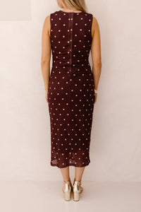 Adriana mesh polkadot dress bordeaux - Bij Keesje - Bij Keesje - Jurk