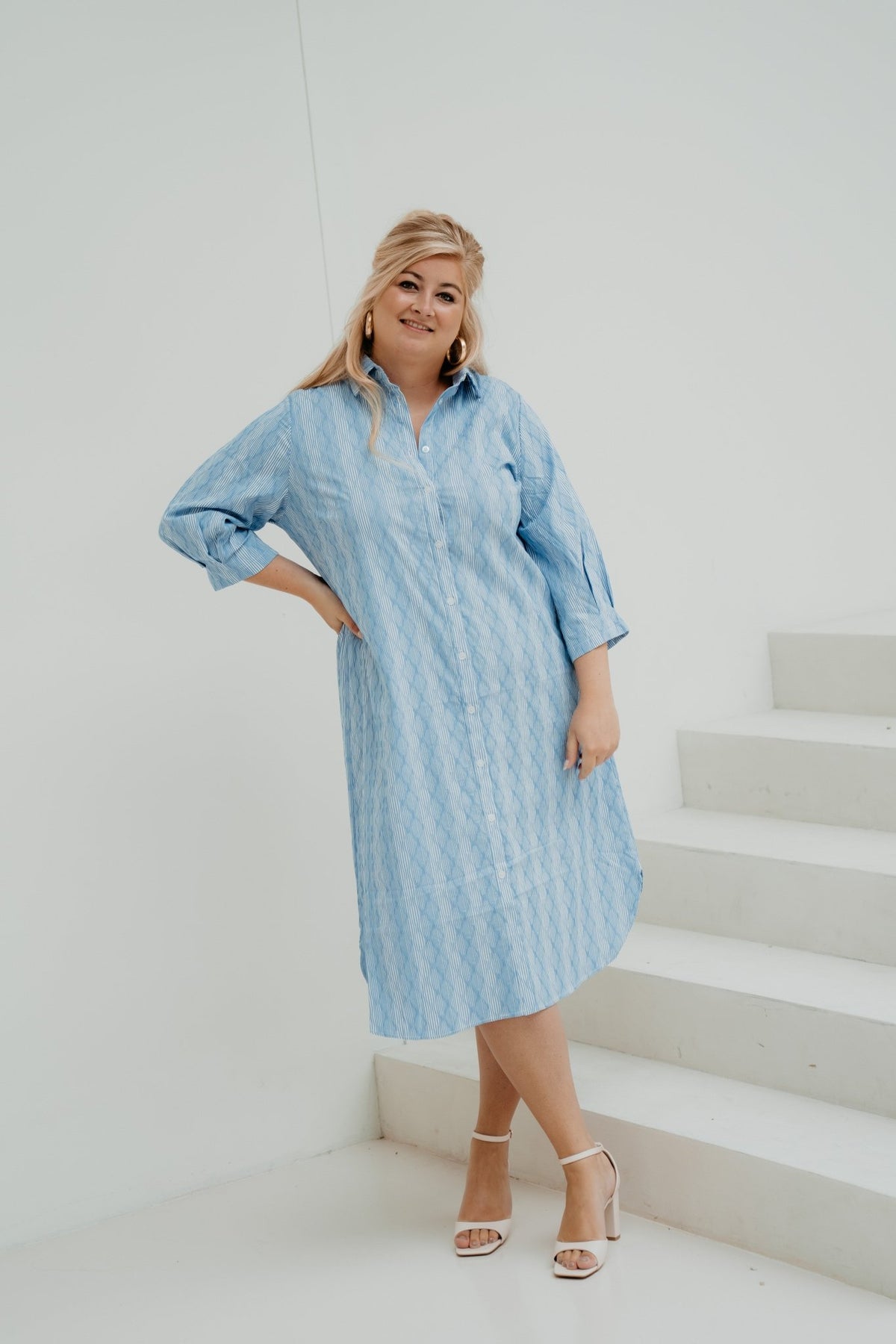 Aella dress ice blue/ off white - Bij Keesje - exxcellent - jurk