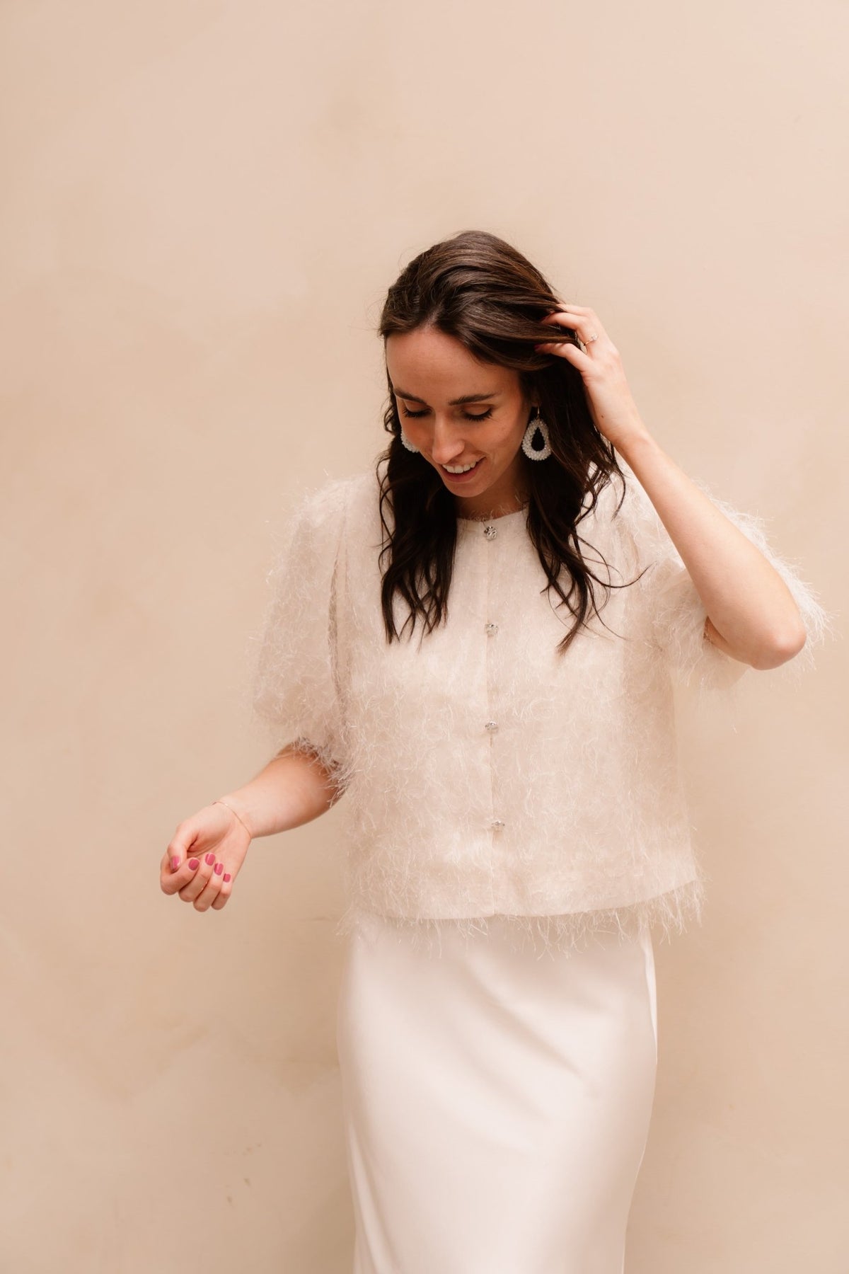 Aisa frilly blouse creme - Bij Keesje - Neo Noir - Blouse