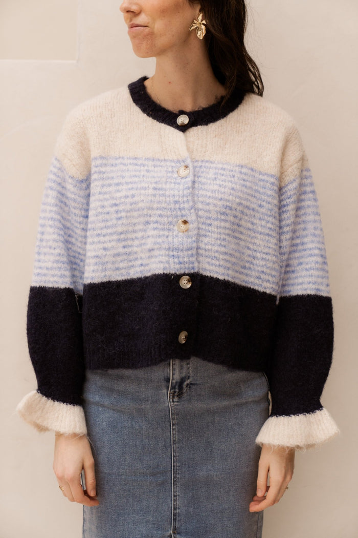 Alette cardigan stripes blue - Bij Keesje - Bij Keesje